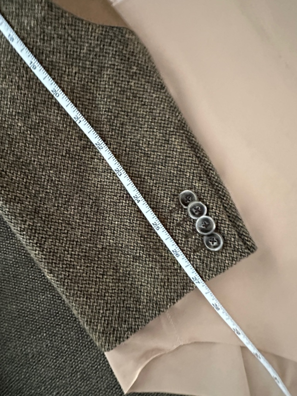 Jos. A. Bank Brown Herringbone Tweed Sport Coat with Tan Elbow Patches - Picture 10 of 11